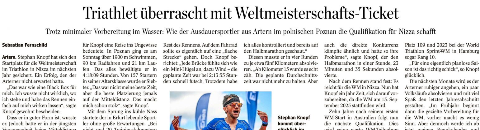 // 🗞 Presseschau Thüringer Allgemeine: „IRONMAN 70.3 Poznan“